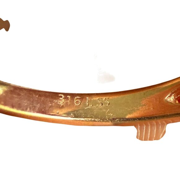 Ruby Pink Square Stone Ring Pink toned Stainless Steel Size 10 - Picture 5 of 5